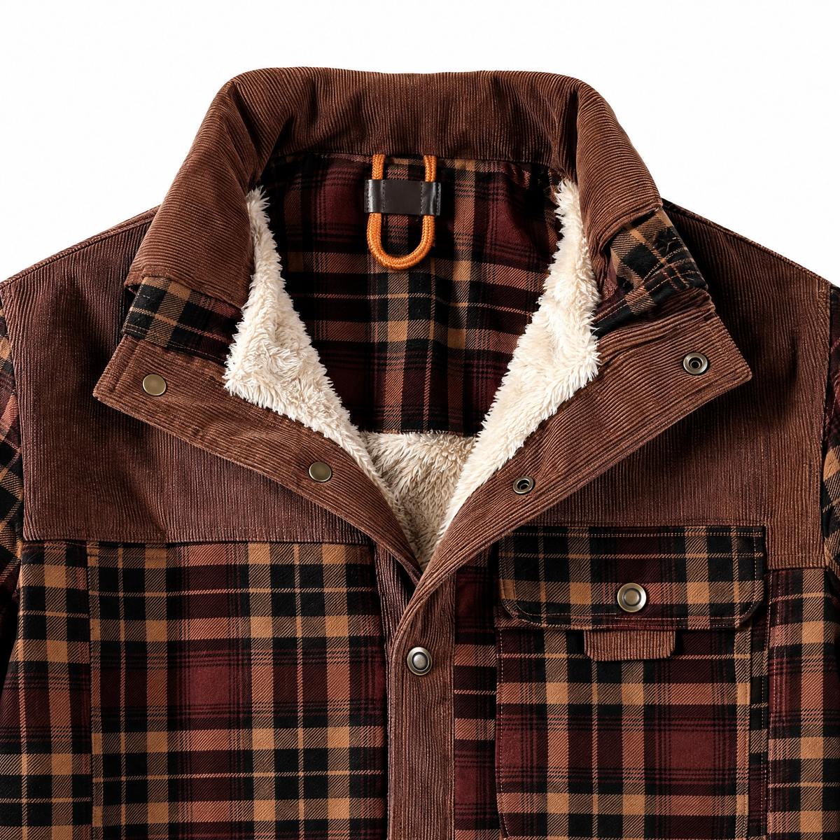 Plaid Flannel Jacket, collar and fleece lining detail