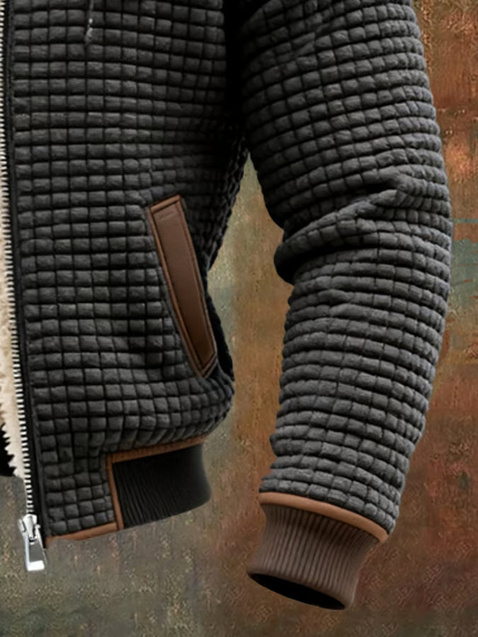 Hooded Waffle-Knit Zip Jacket, side