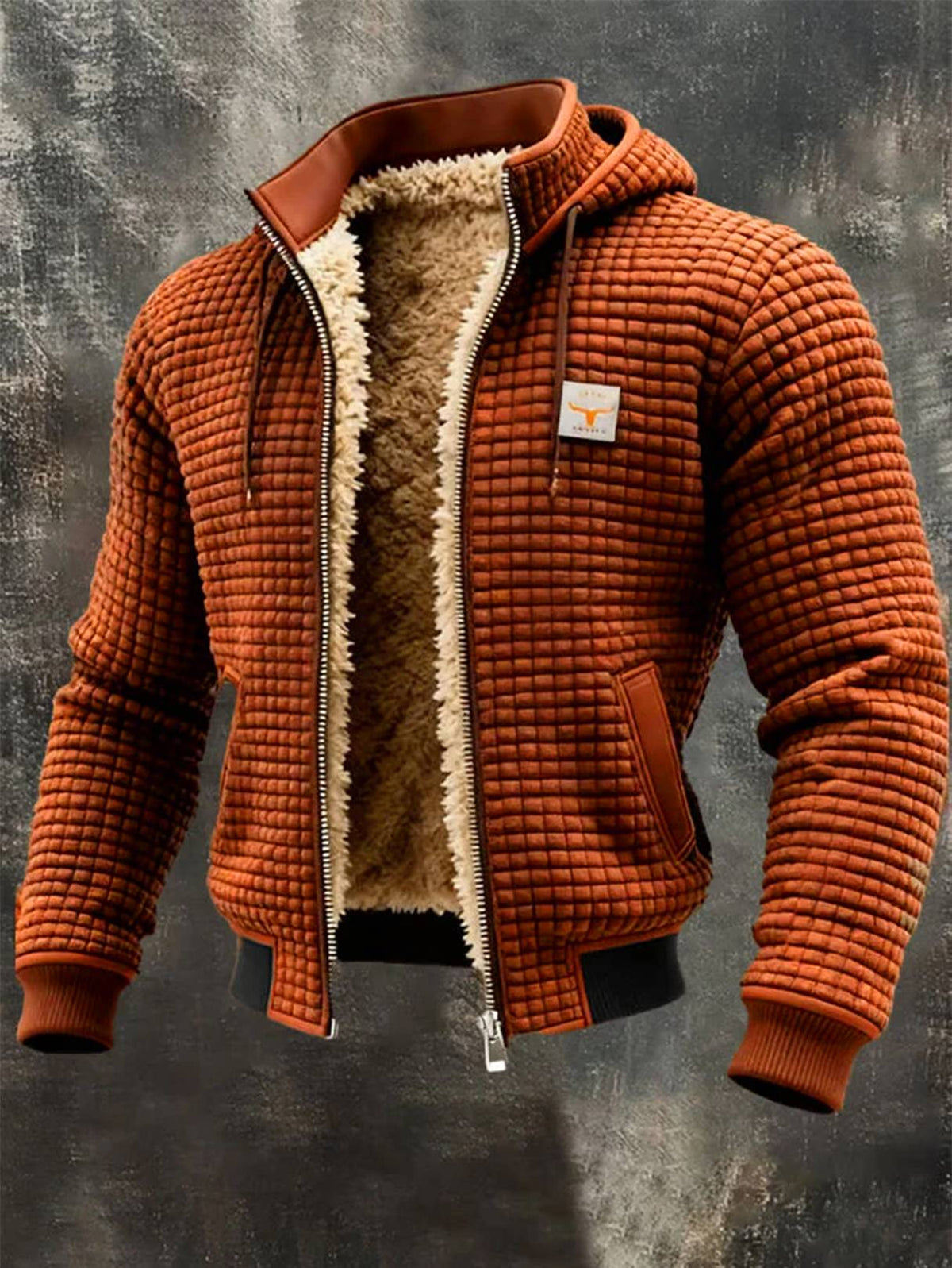 Hooded Waffle-Knit Zip Jacket, lifestyle