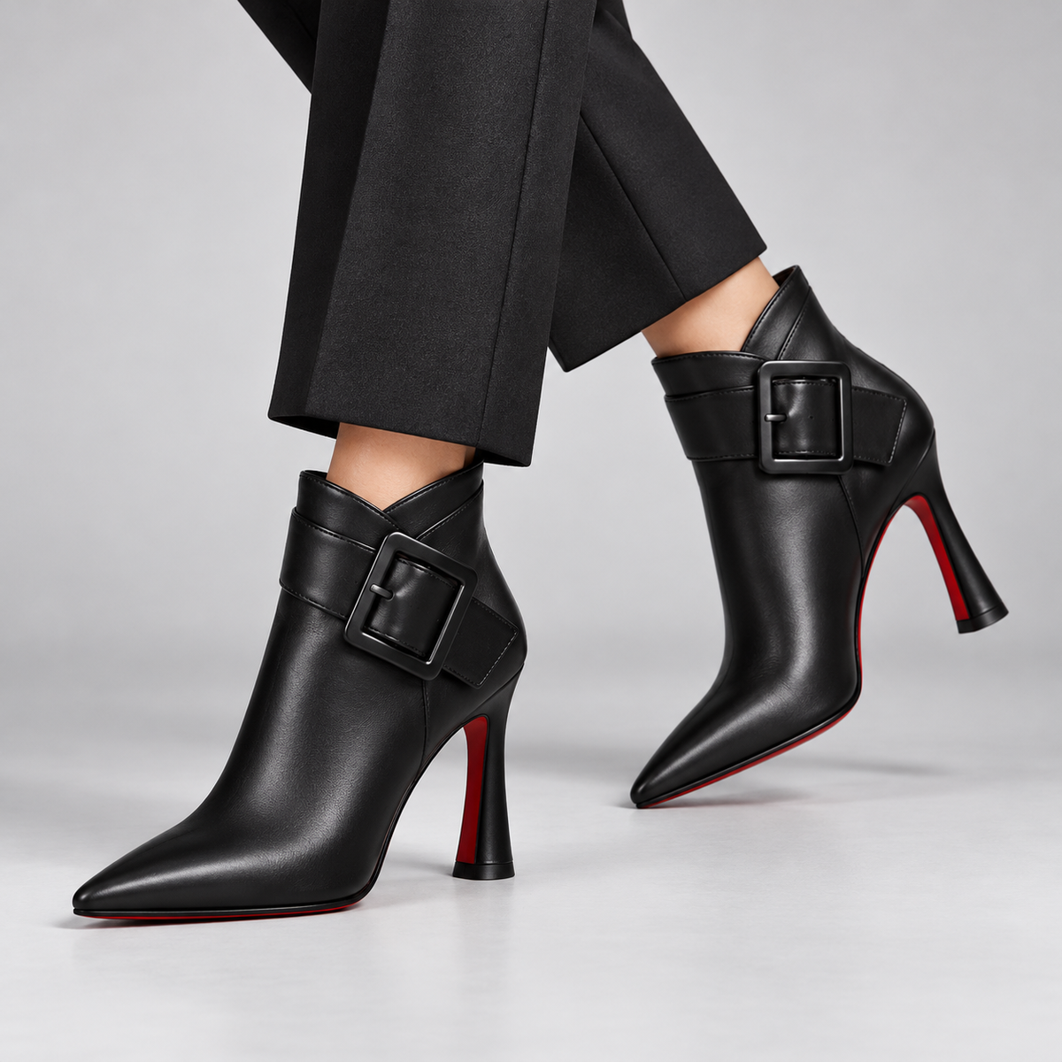 Raina - Leather Buckle Ankle Boots
