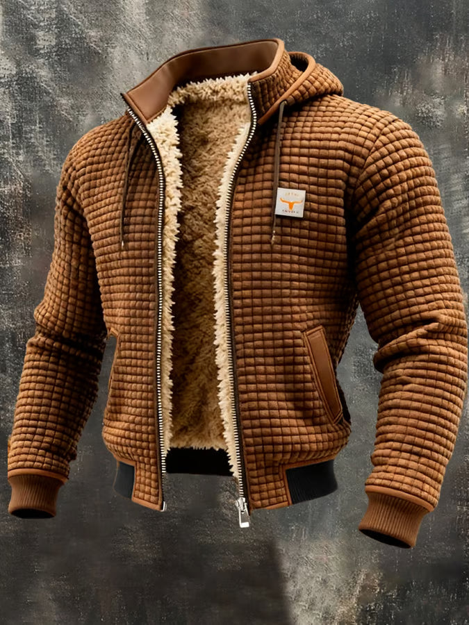 Hooded Waffle-Knit Zip Jacket, colors